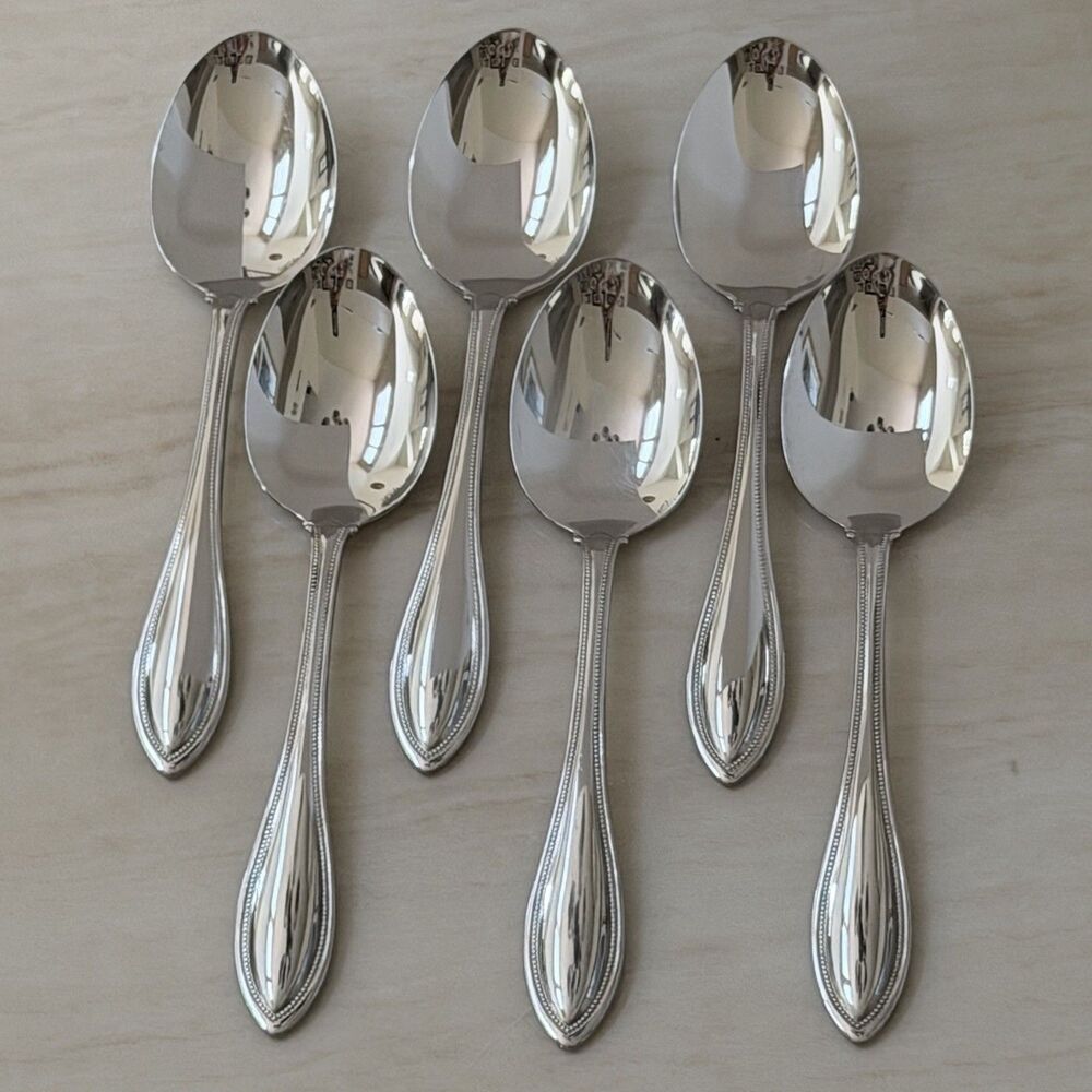 6Pc Oneida Arbor-American Harmony Soup Spoons 7 3/8” Stainless Glossy
